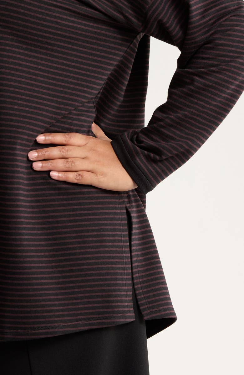 Eileen Fisher Stripe Relaxed Fit Tunic, Alternate, color, Cassis