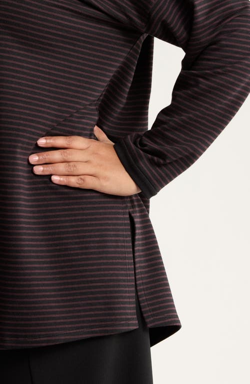 Eileen Fisher Stripe Relaxed Fit Tunic In Burgundy