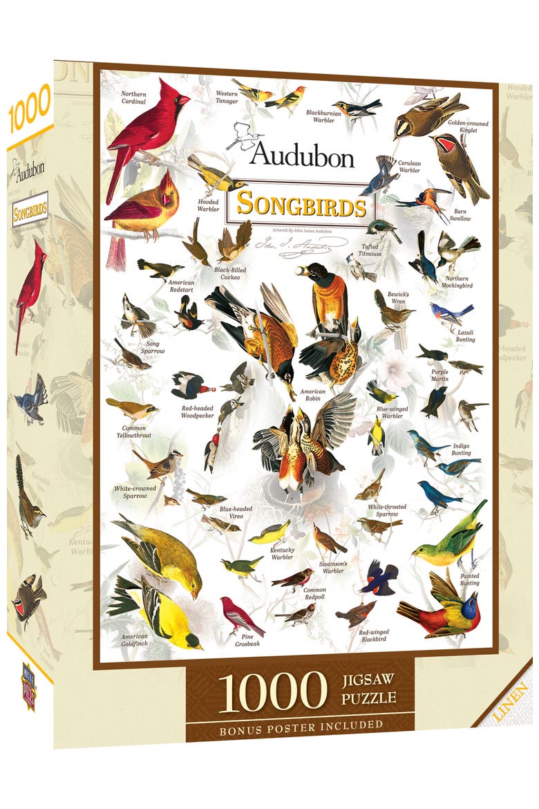 Audubon Songbirds 1000 Piece Puzzle, Main, color, Multicolor