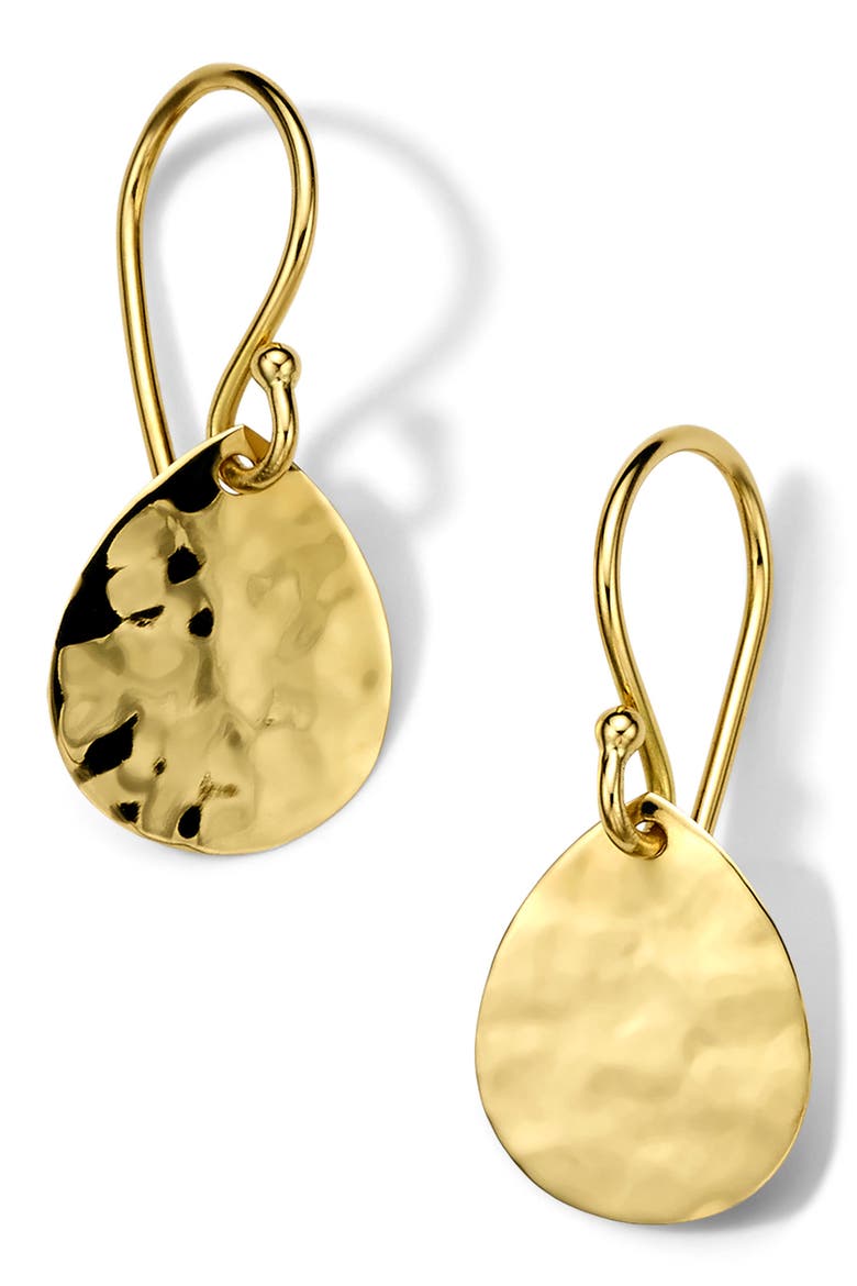 Hammered Drop Earrings, Main, color, 18K YELLOW GOLD