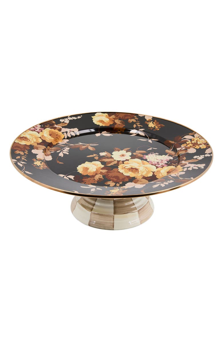 MACKENZIE CHILDS Wild Rose Large Pedestal Platter, Alternate, color, Brown