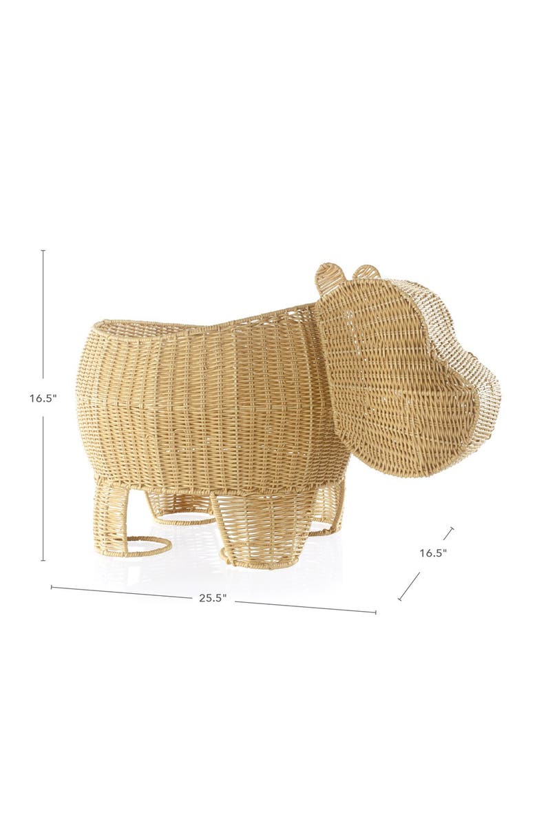 Kaplan Early Learning Company Hippo Washable Wicker Floor Basket, Alternate, color, Brown