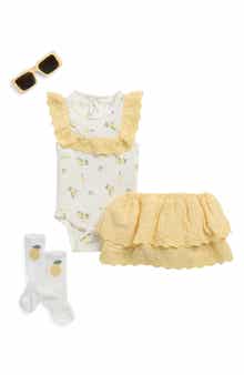 Rachel Zoe Kids' 4-Piece Bodysuit, Skirt, Sunglasses & Socks Set