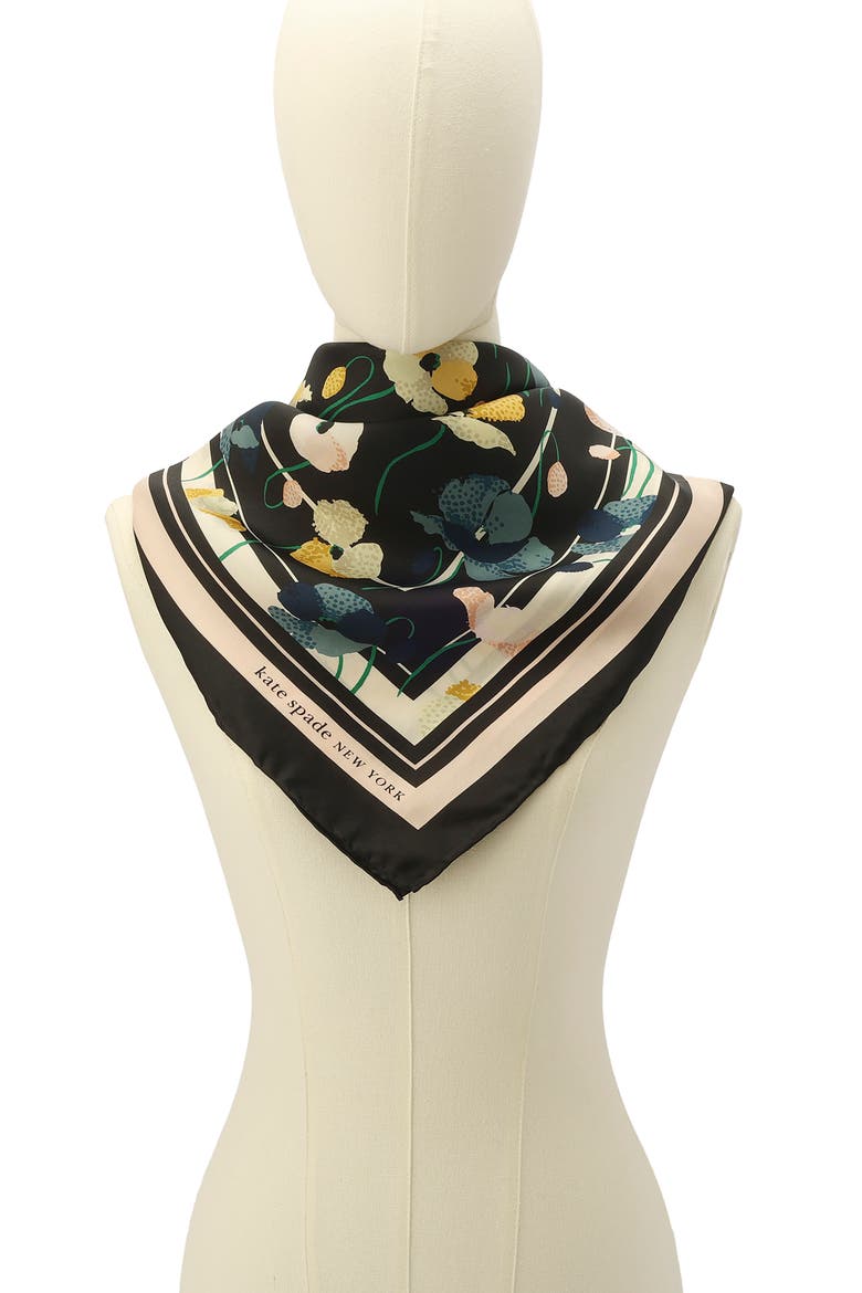 Poppy Garden Silk Square Scarf, Alternate, color, MULTI