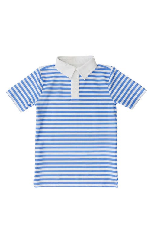 Courtside Kids Boys Polo Shirt In Blue/white Stripe
