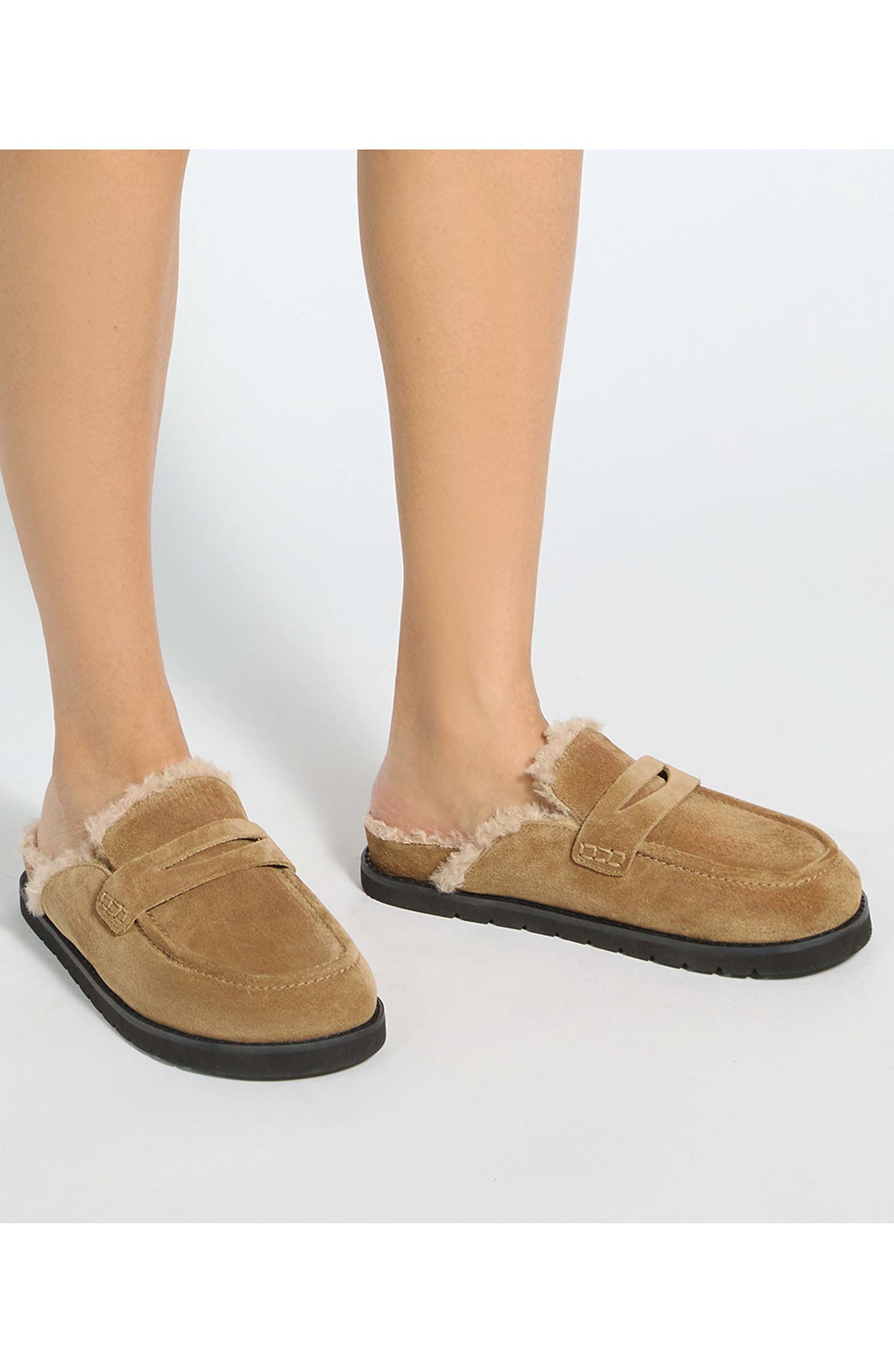 Goldy Faux Shearling Lined Mule, Alternate, color, HONEY