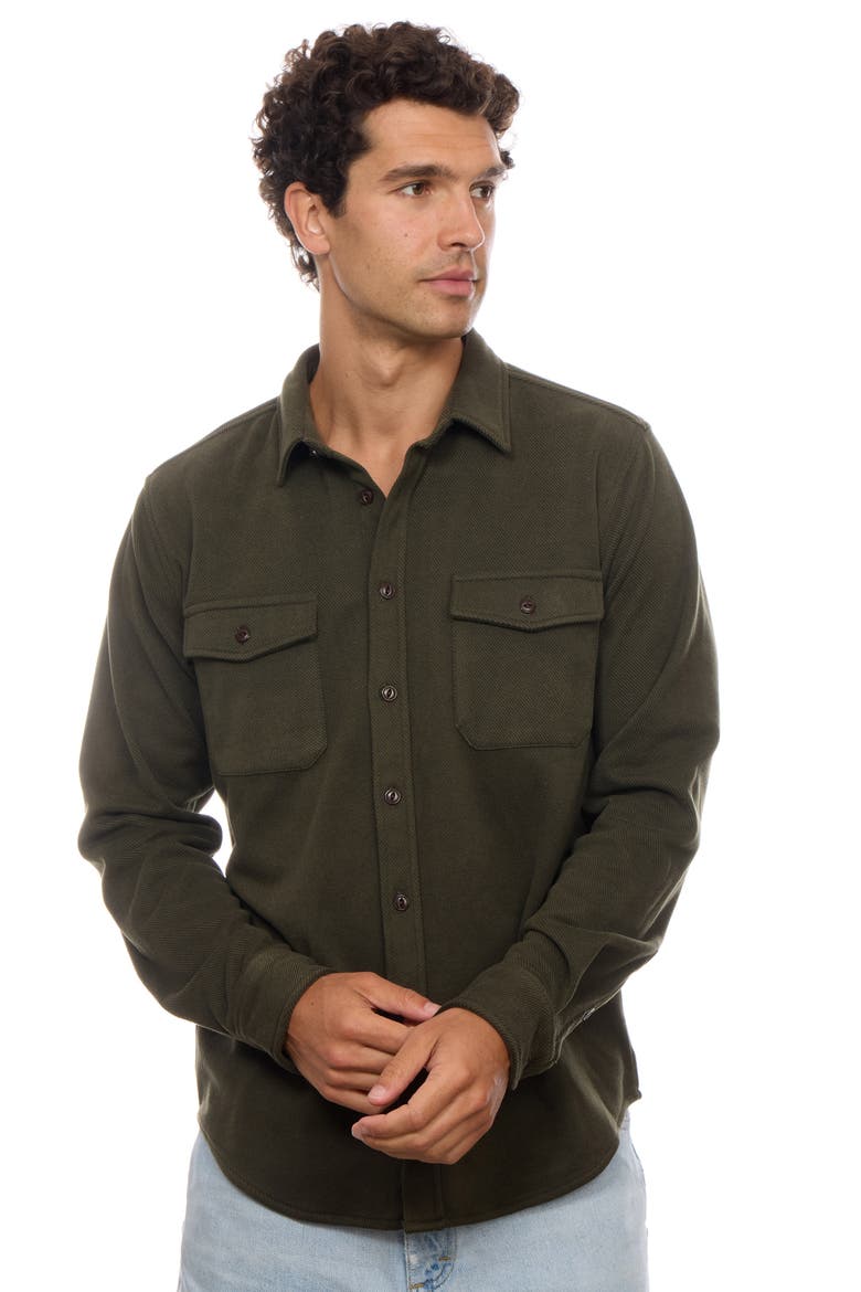 Micro Stripe Button Down Shirt, Alternate, color, OLIVE