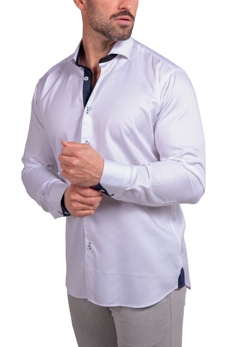 Einstein Ascension Contemporary Fit Button-Up Shirt, Alternate, color, WHITE