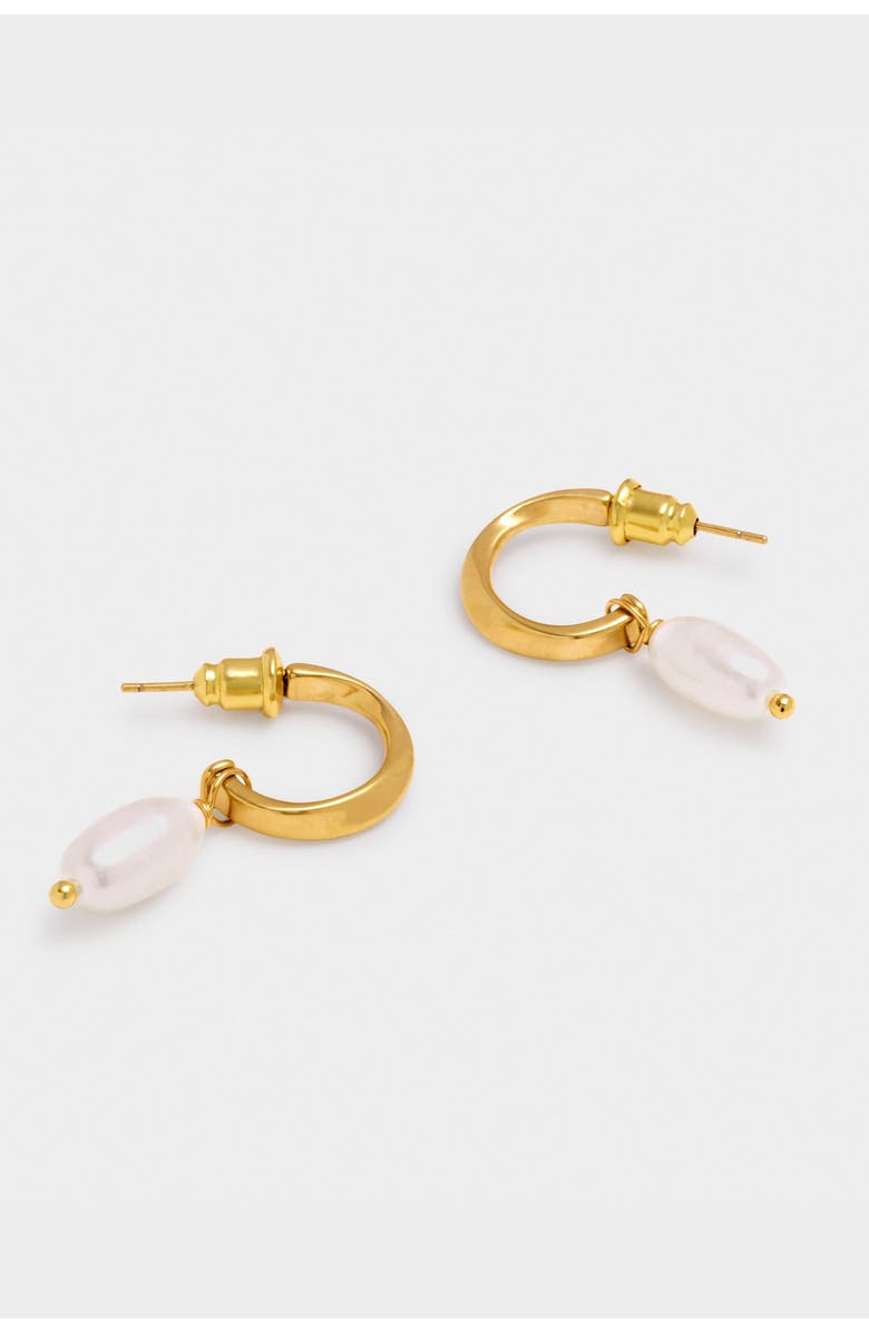 Katie Loxton Pearl Lustre Hoop Earrings in Pearl and Gold, Main, color, Pearl And Gold