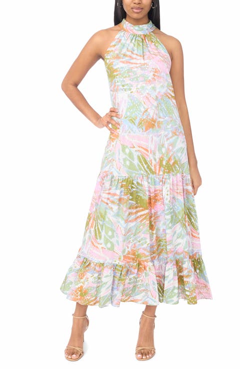 Sleeveless Halter Midi Dress