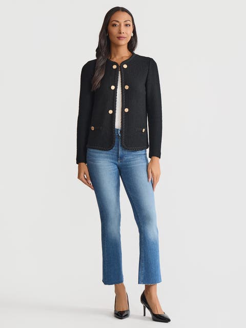 Relaxed Lightweight Soft Tweed Knit Jacket