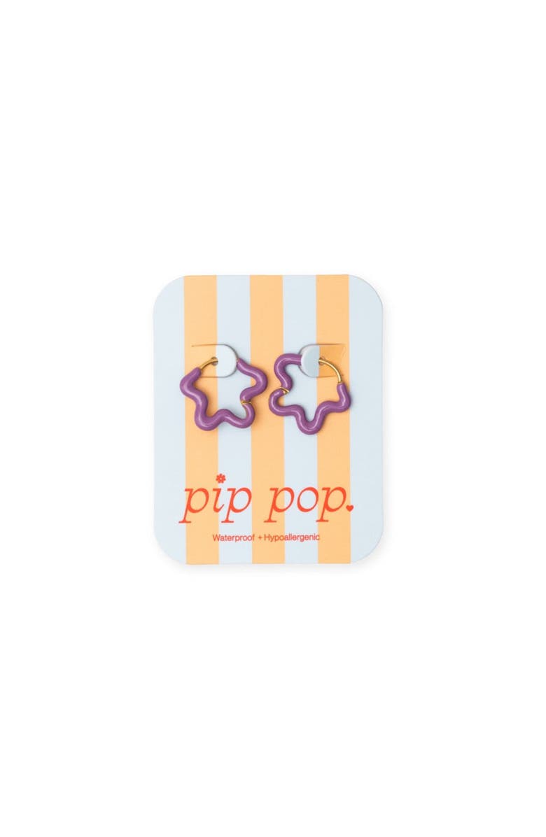 Pip Pop Enamel Flower Hoop Earrings, Alternate, color, Purple