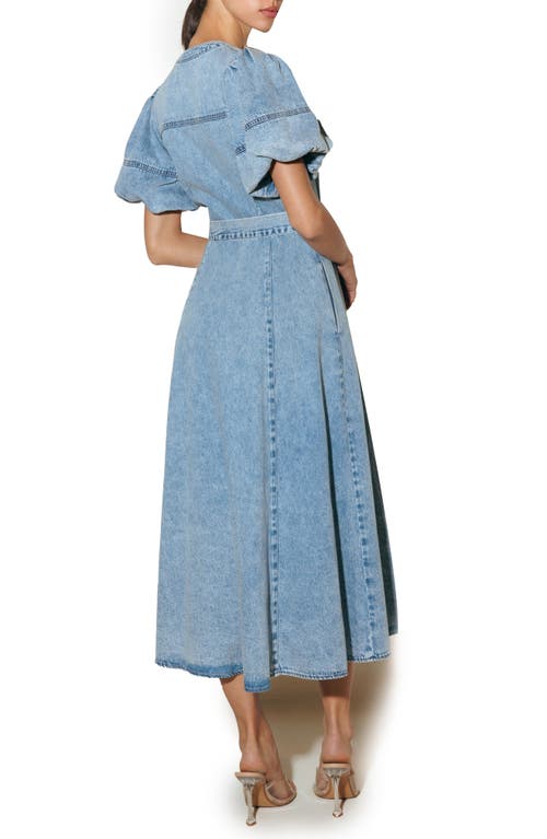 Freemarket Puff Sleeve Washed Denim Midi Shirtdress