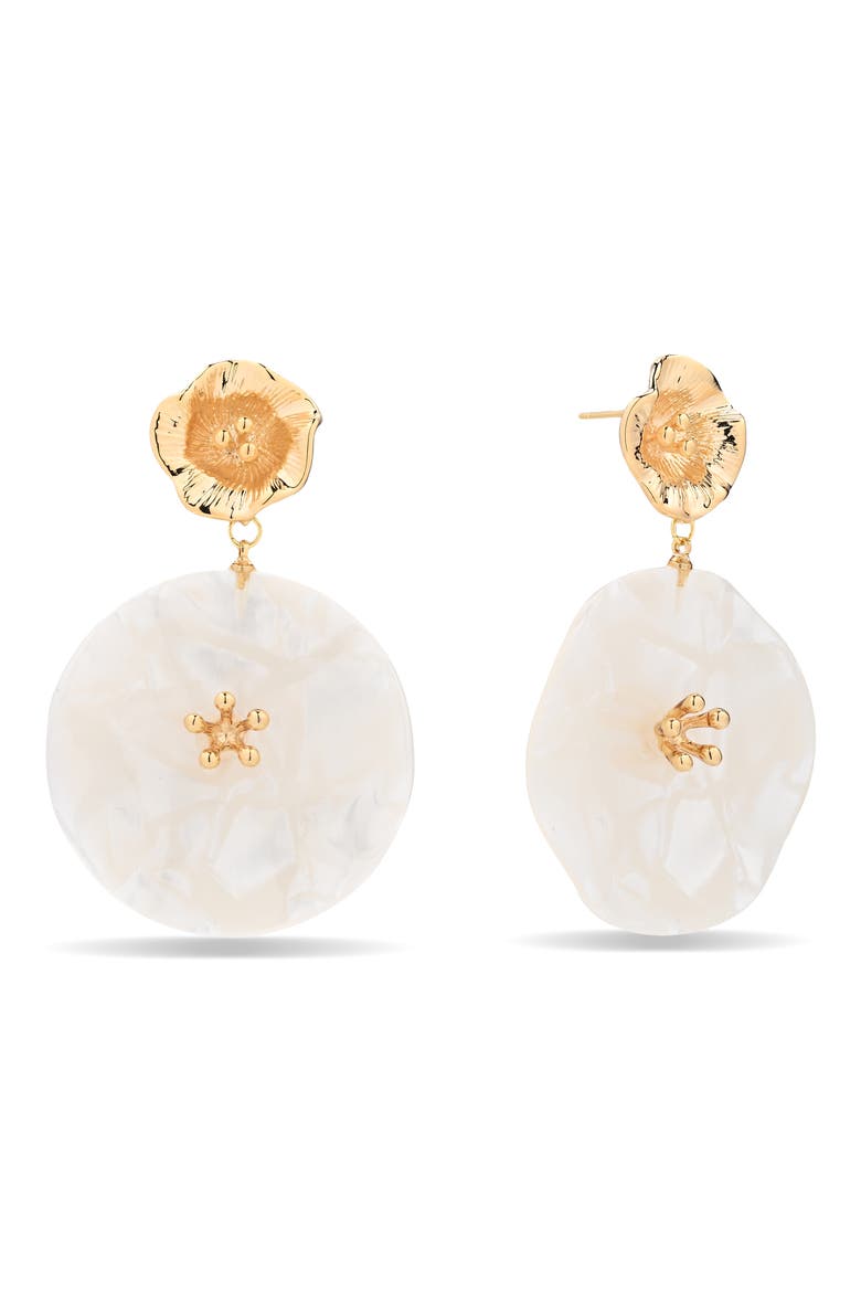 Elysia Flower Dangle Earrings, Main, color, WHITE