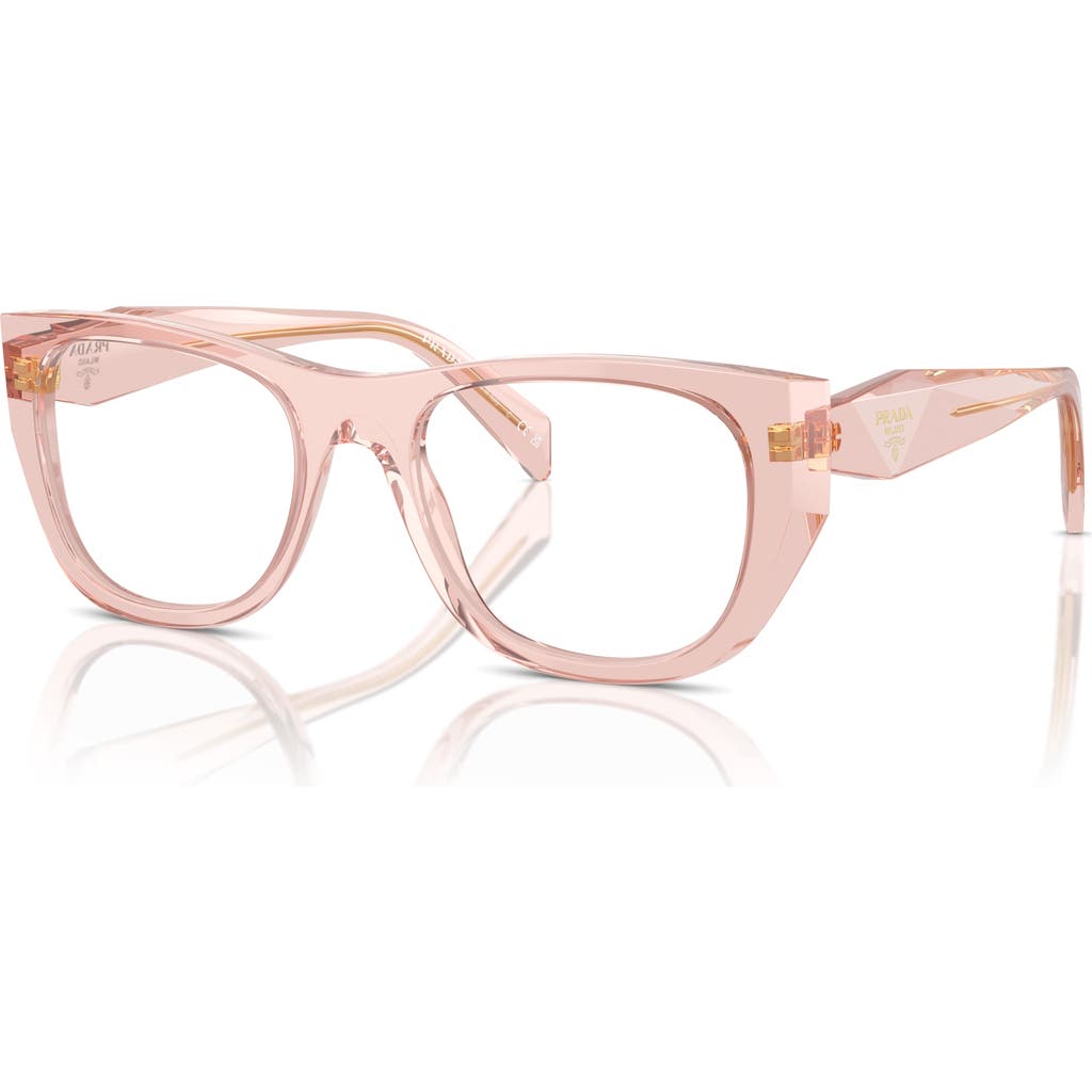 Prada 52mm Irregular Optical Glasses In Pink