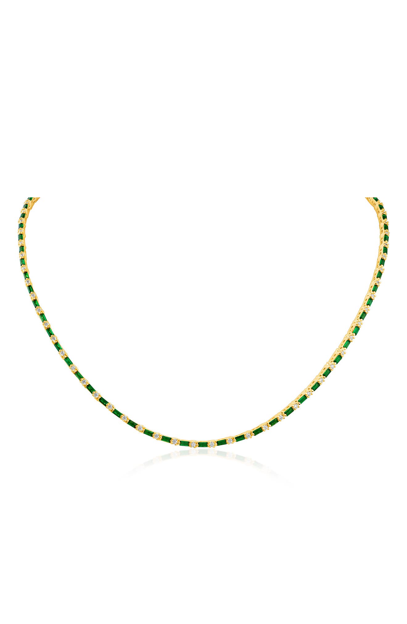 CZ by Kenneth Jay Lane Round & Baguette Cut Tennis Necklace