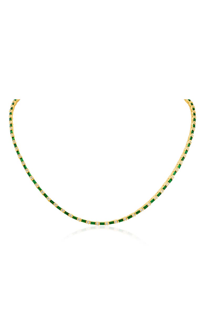 CZ by Kenneth Jay Lane Round & Baguette Cut Tennis Necklace, Main, color, 