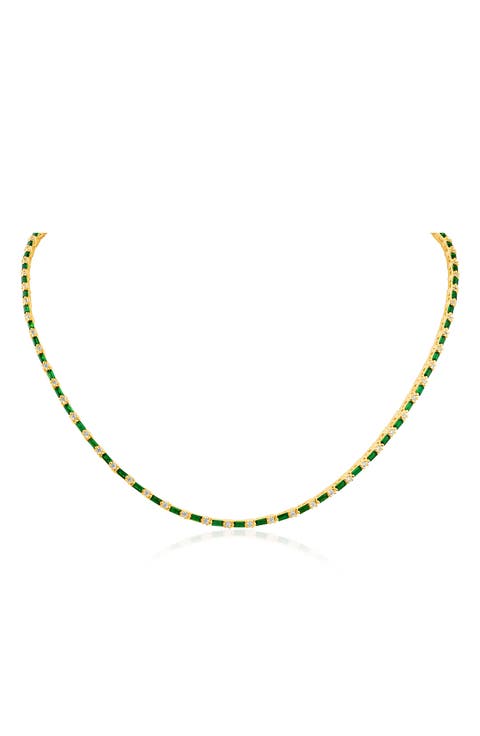 Round & Baguette Cut Tennis Necklace