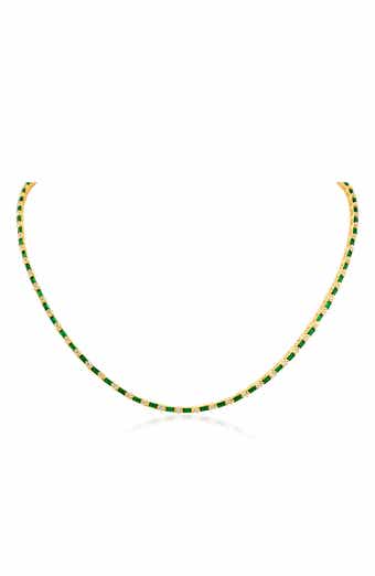 Round & Baguette Cut Tennis Necklace