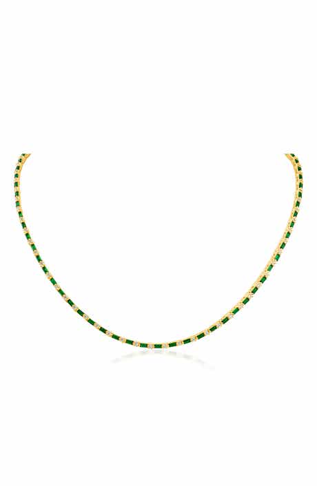 CZ by Kenneth Jay Lane Round & Baguette Cut Tennis Necklace