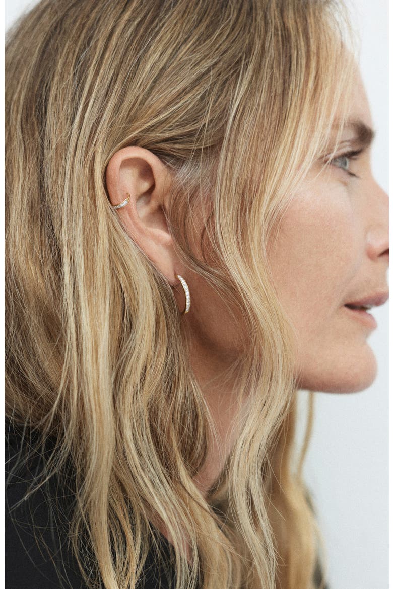 Essential Lab Grown Diamond Pavé Hoop Earrings, Alternate, color, 18K GOLD VERMEIL / DIAMOND