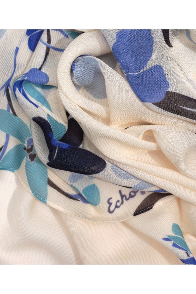 Falling Flowers Wrap, Alternate, color, Chambray