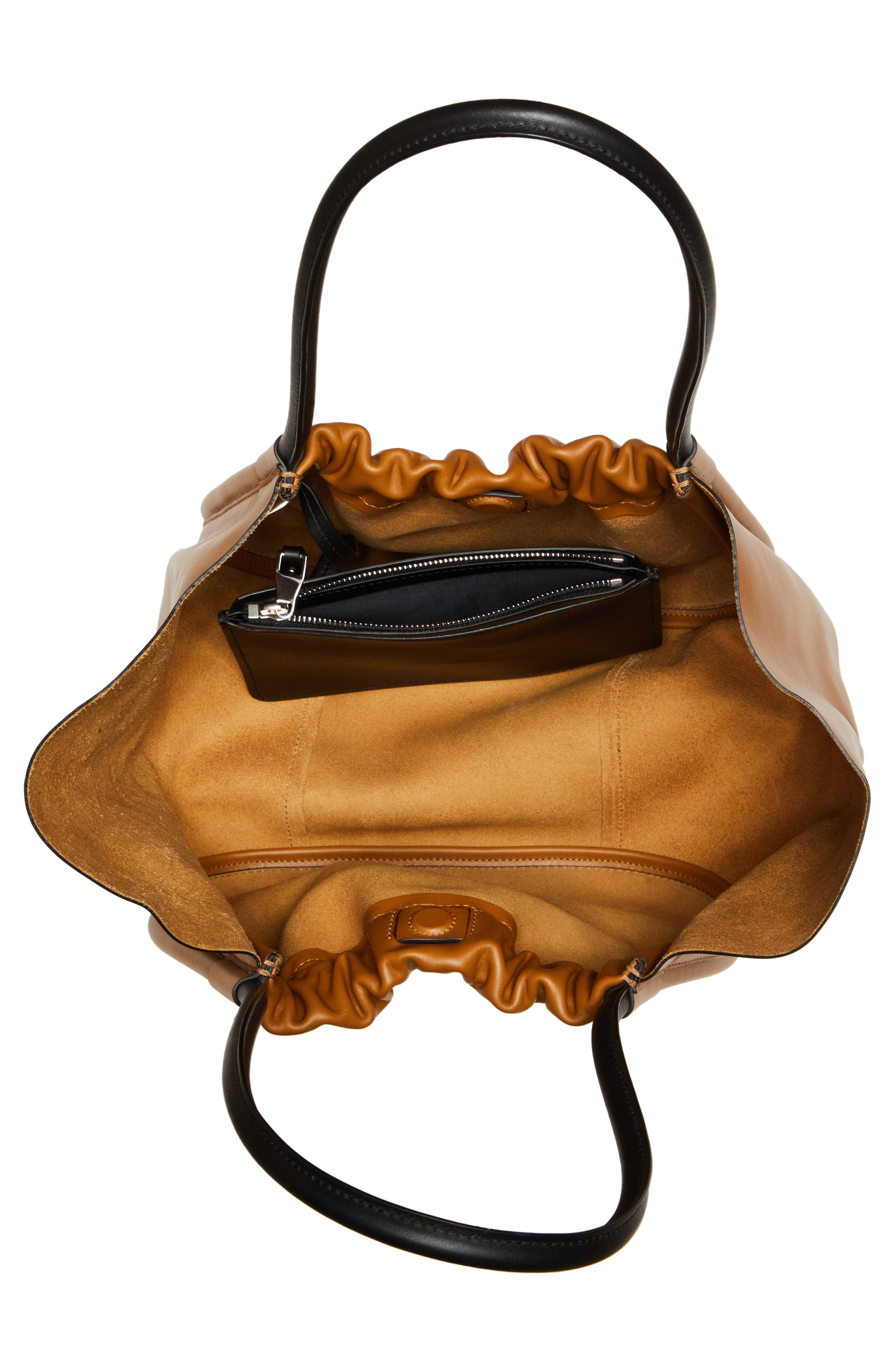 Large Ruched Leather Tote, Alternate, color, PUMPKIN SPICE