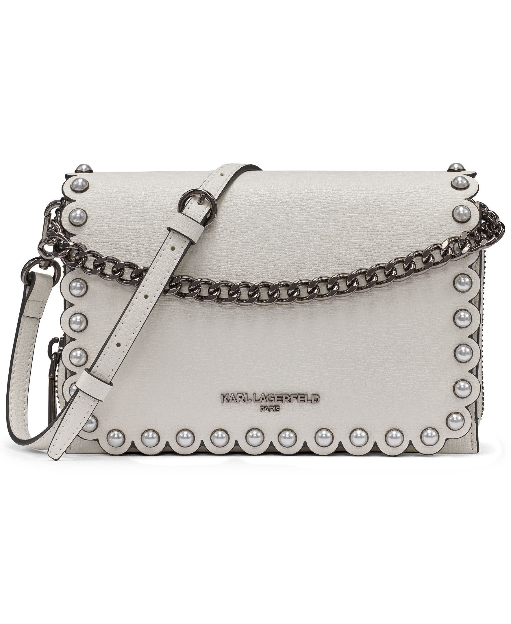 KARL LAGERFELD PARIS Lourdes Crossbody, Main, color, Winter White