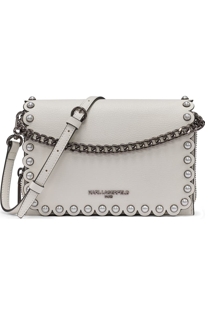 KARL LAGERFELD PARIS Lourdes Crossbody, Main, color, Winter White