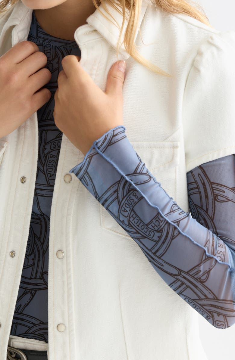 Scotch & Soda Puff Shoulder Denim Shirt, Alternate, color, Stardust White