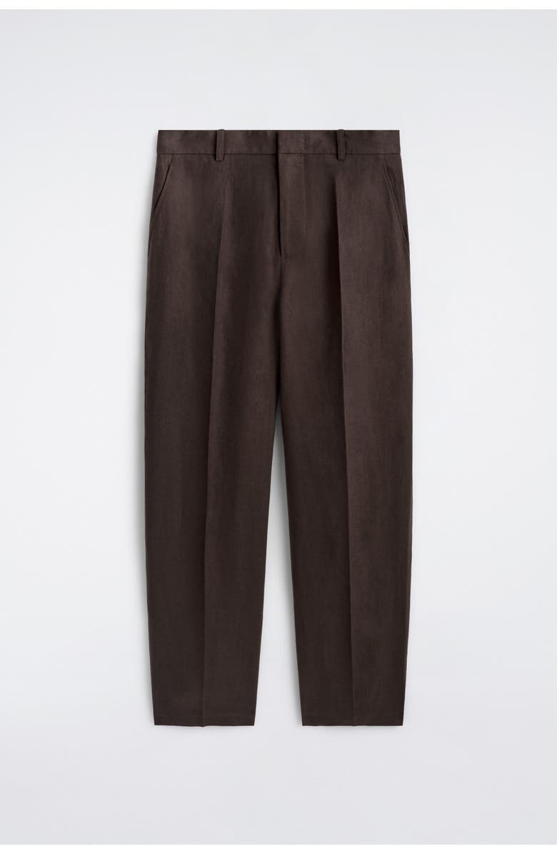COS Relaxed Linen Tapered Pants, Alternate, color, Dark Brown