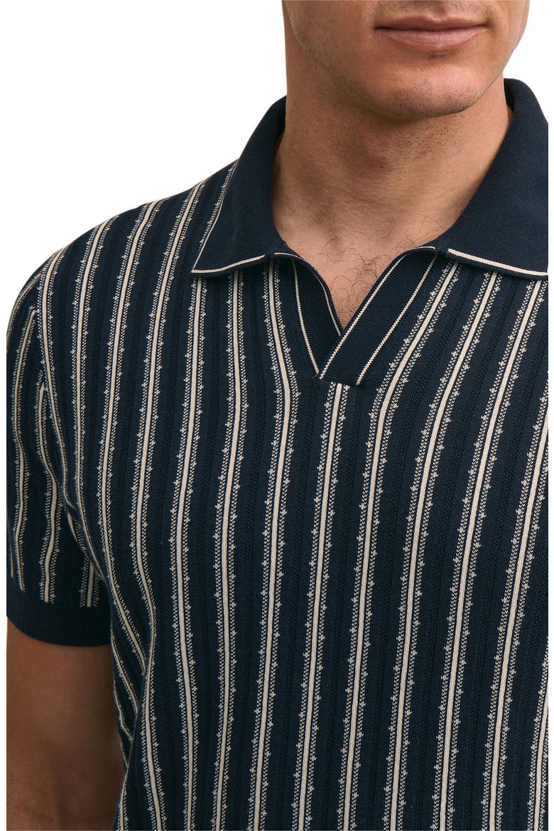 Vertical Mini Stripe Johny Collar Polo, Alternate, color, VERTICAL STRIPE NAVY