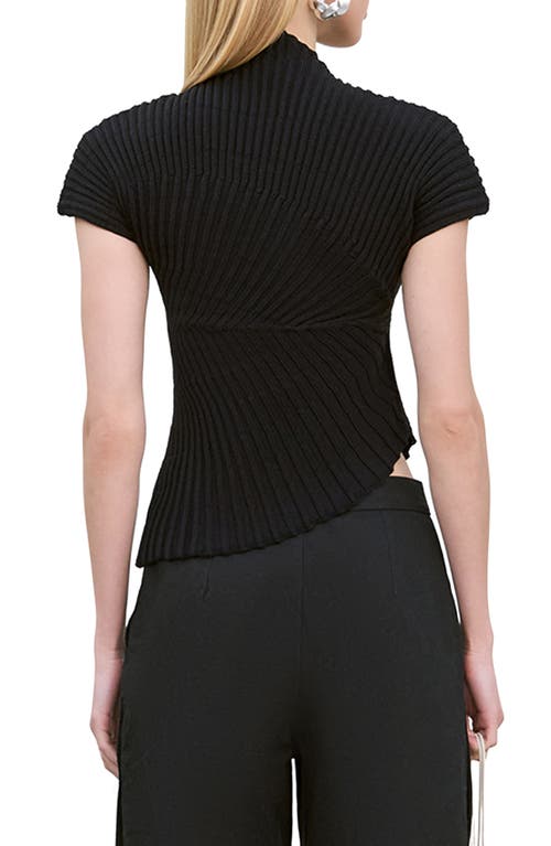 Cult Gaia Annemie Cotton Asymmetric Funnel Neck Knit Top