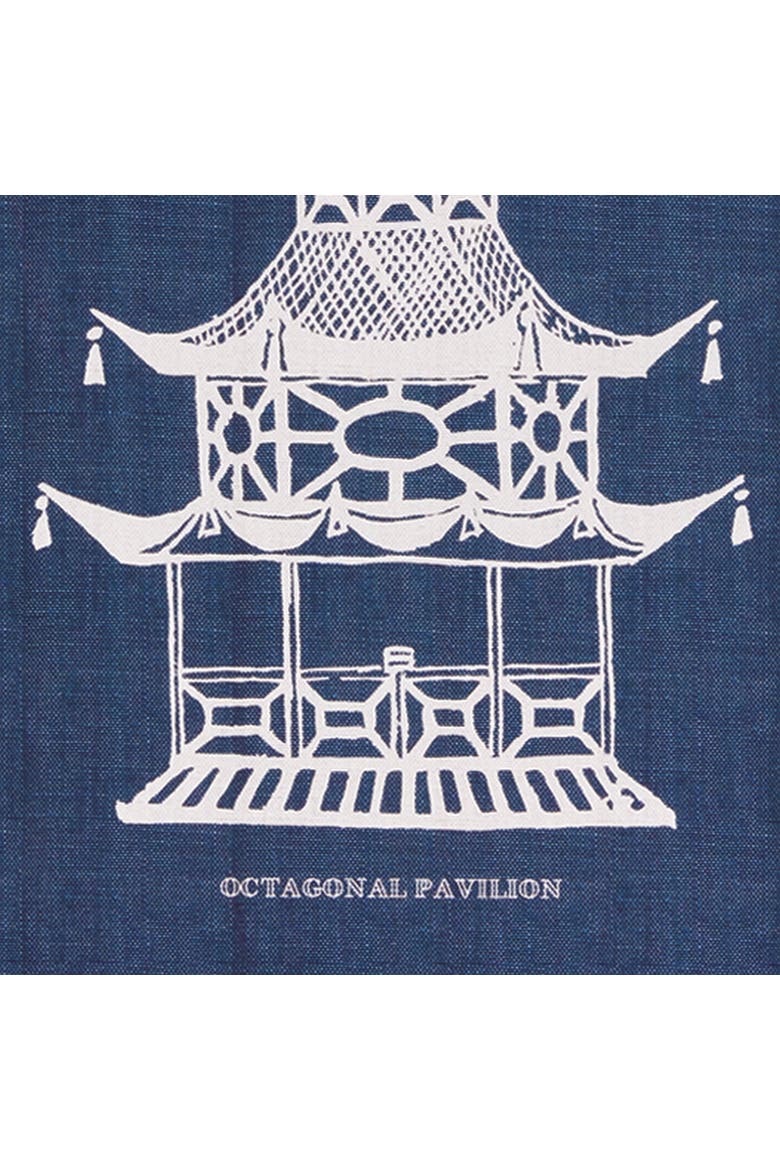 Traditional Pagoda Study Art Prints, Set of 4 - Blue, Alternate, color, Blue