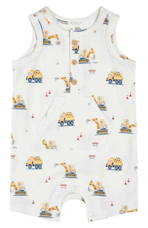 Digger Print Jersey Romper (Baby)