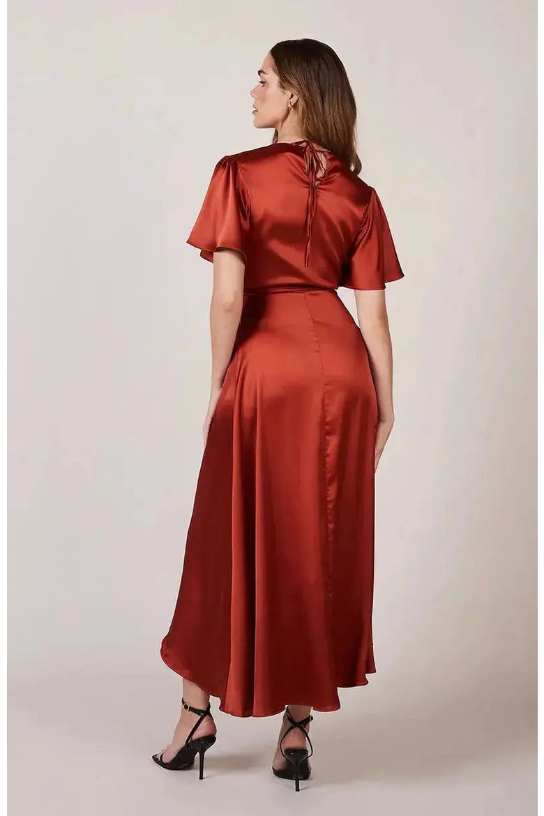 Florence Waterfall Hem Dress, Alternate, color, Burnt Orange