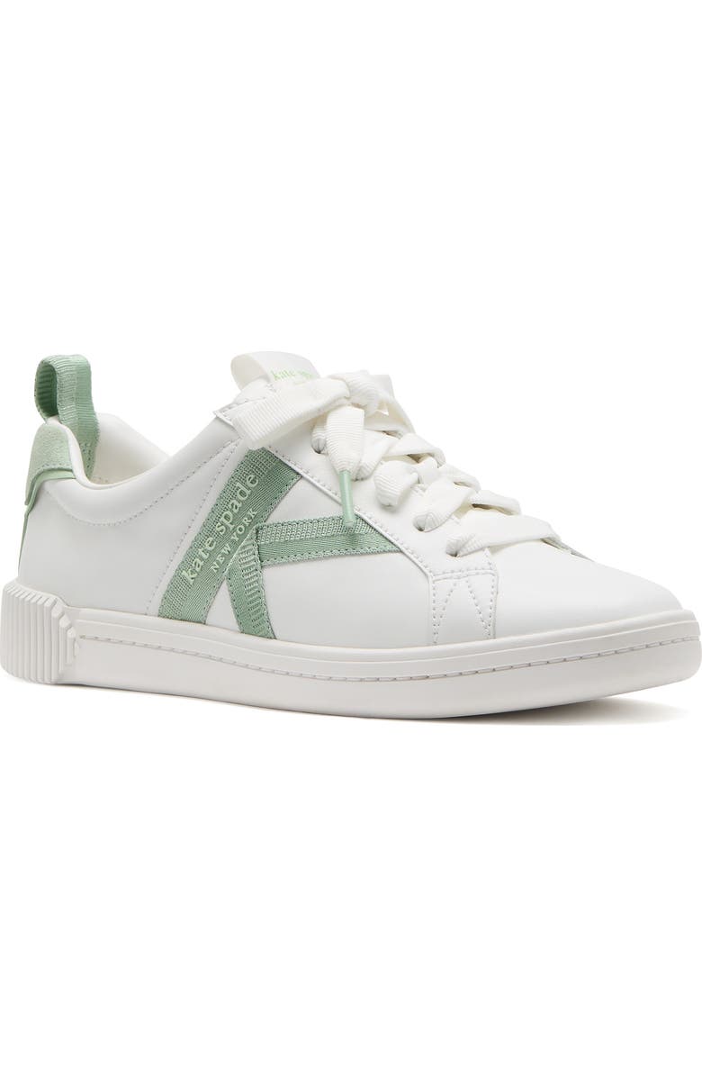 Kate Spade New York signature sneaker, Main, color, True White/ Pistachio Ice
