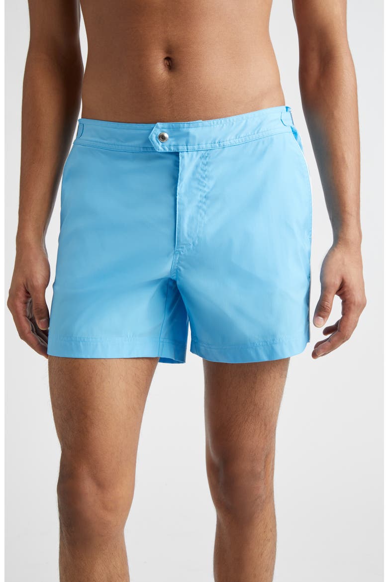 Microcompact Poplin Swim Trunks, Main, color, COMBO LIGHT BLUE/ WHITE