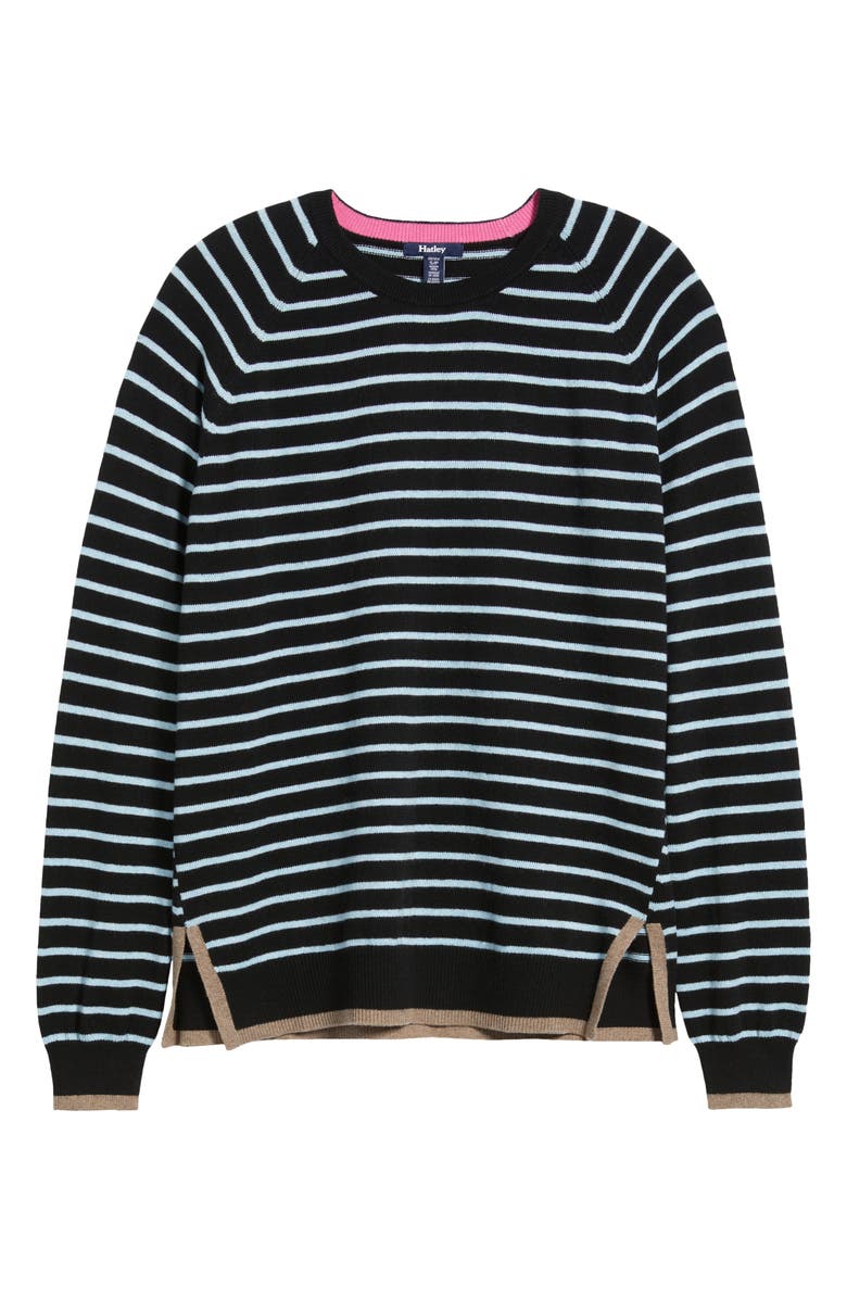 Hatley Stripe Raglan Sleeve Cotton & Cashmere Sweater, Alternate, color, Black
