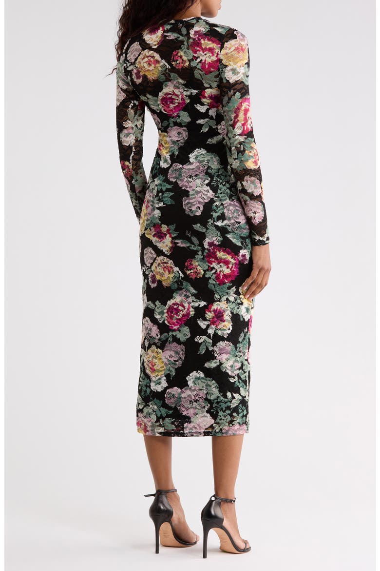 Brandi Lace Long Sleeve Midi Dress, Alternate, color, NOIR PAINTERLY ROSES