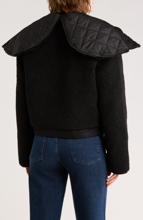 Hudson Jeans Faux Shearling Hooded Cropped Jacket In Black