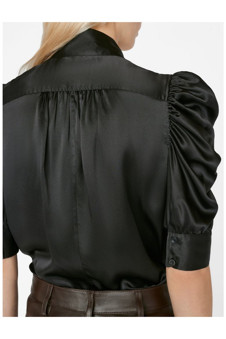 Gillian Silk Button-Up Shirt, Alternate, color, NOIR