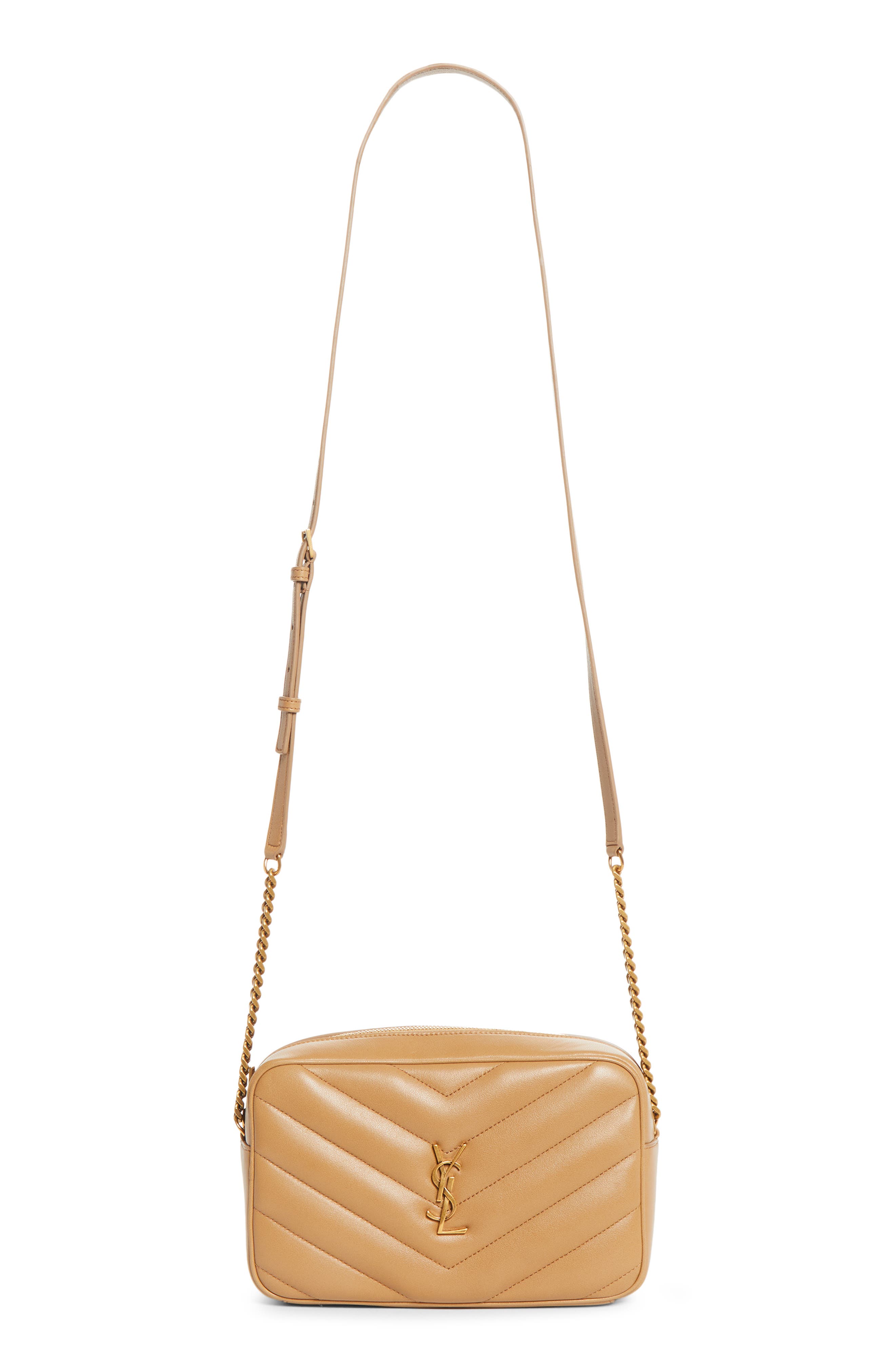 Saint Laurent Loulou Mattelassé Leather Camera Bag, Main, color, Natural Tan