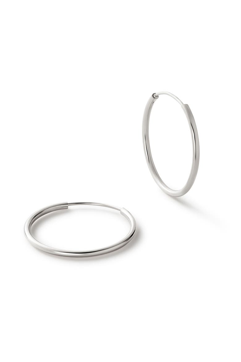 Gold Slim Hoop Earrings - Medium, Main, color, White Gold