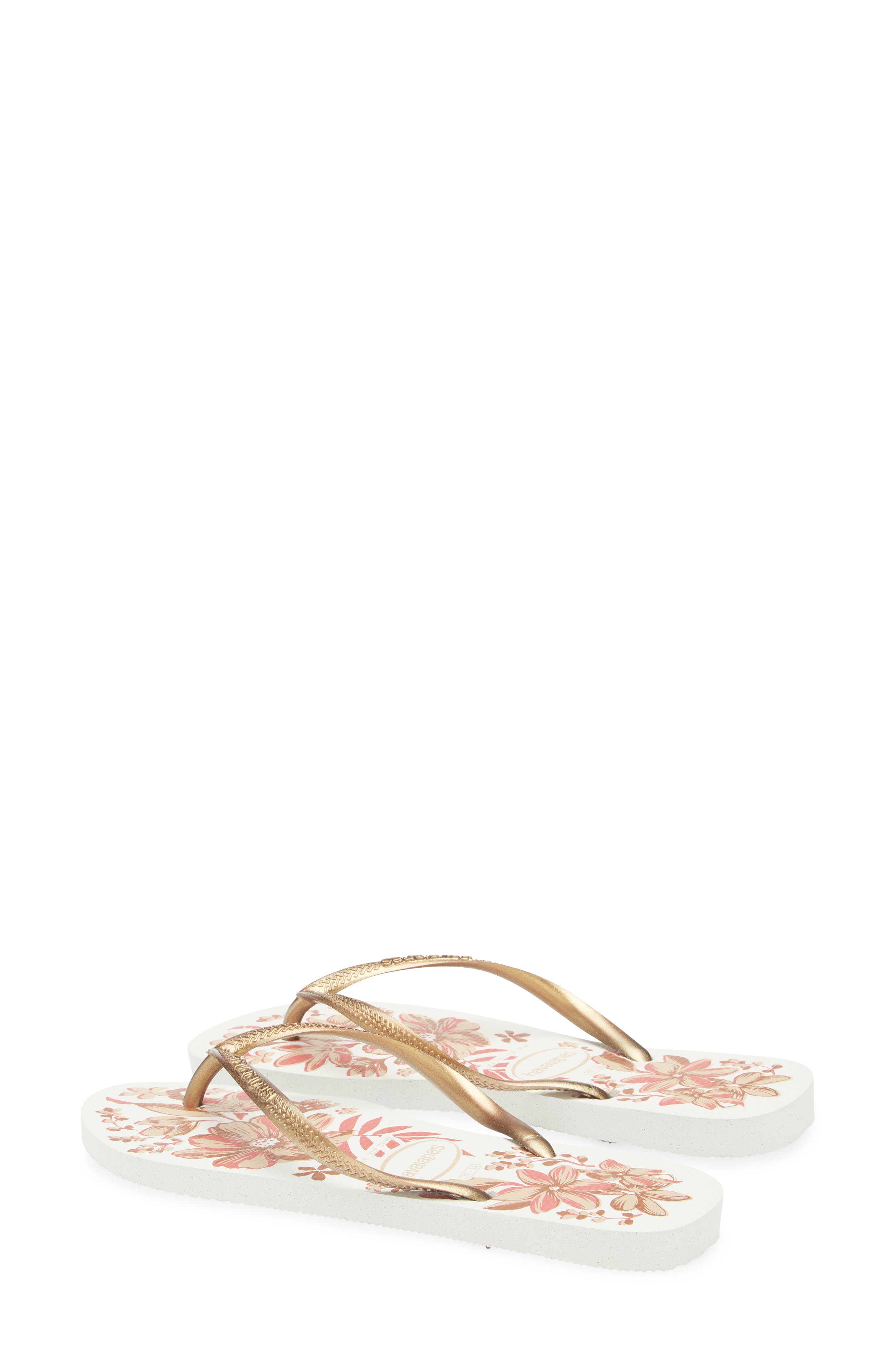 Havaianas Slim Flip Flop, Alternate, color, White/ Golden
