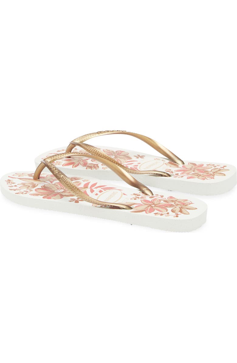 Havaianas Slim Flip Flop, Alternate, color, White/ Golden