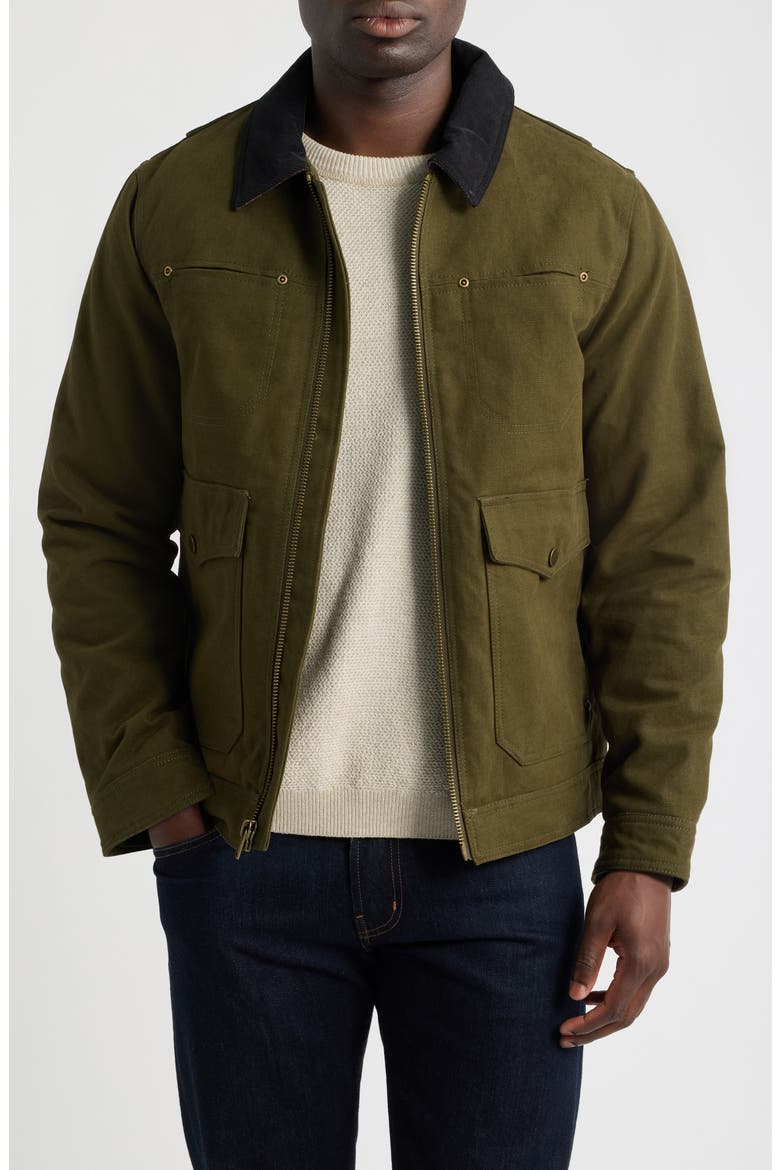 Carson City Cotton Canvas Ranch Jacket, Main, color, DARK OLIVE