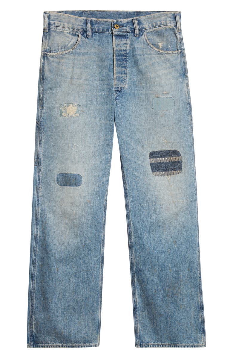 Double RL Relaxed Fit Repaired Carpenter Jeans, Alternate, color, Earlstone Wash