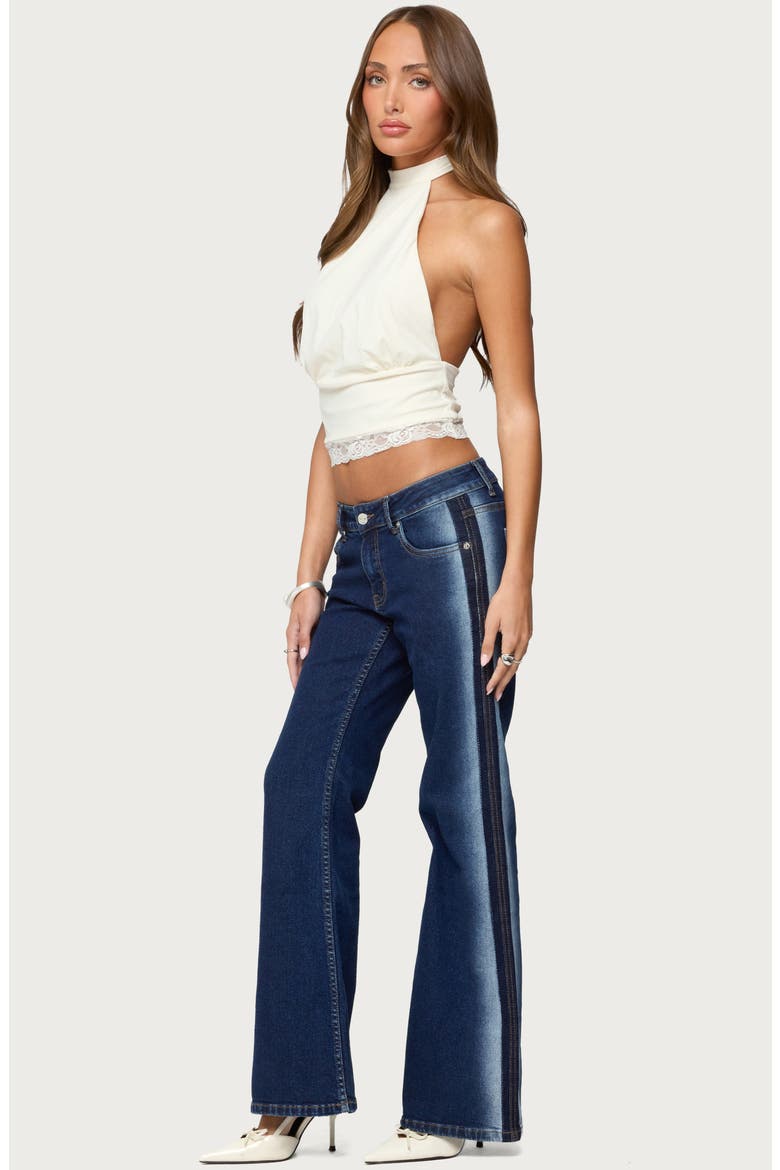 Airbrushed Low Rise Flare Jeans, Alternate, color, DARK-BLUE-WASHED