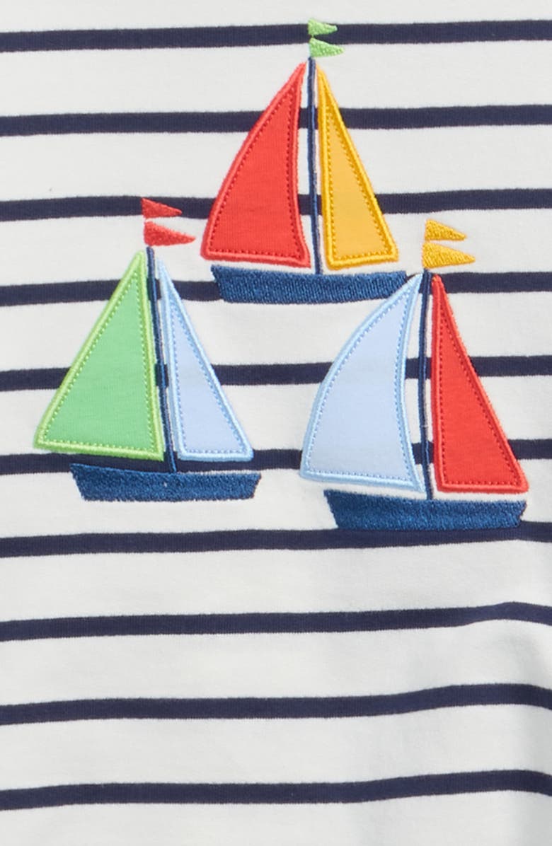 Little Me Nautical Stripe Long Sleeve Shirt & Shorts Set, Alternate, color, Navy